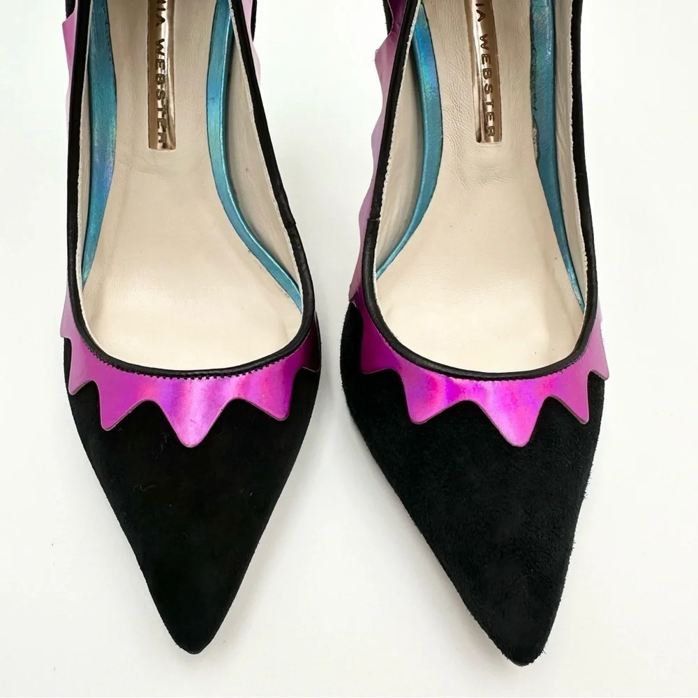 Sophia Webster Roka Iridescent Leather and Suede Pumps